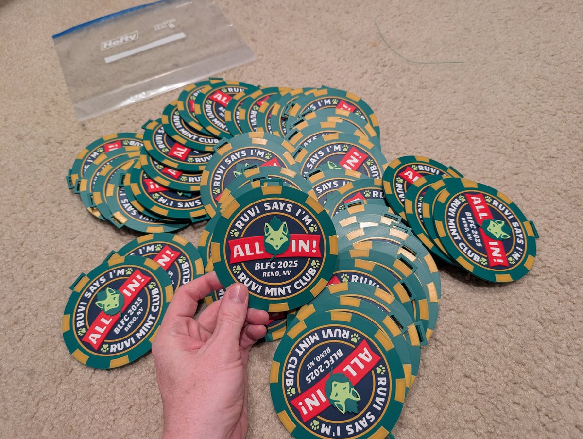 All 50 badges are done! I'll be handing these out randomly to people while suiting at #BLFC2025!