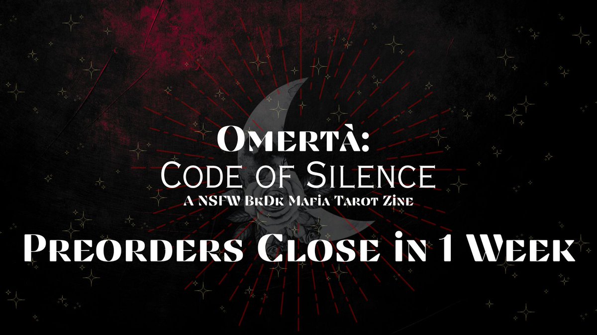 ♥️ PREORDERS - 1 WEEK LEFT ♥️

The divined path will not remain lit for much longer!

Omertà: A NSFW BKDK Mafia Tarot Zine will close POs in 1 week, and we are 24 orders away from the third stretch goal!

🛒: omertamafiabkdk.bigcartel.com