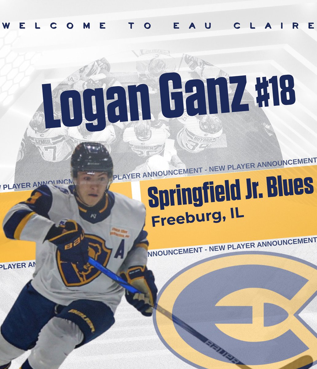 Fresh talent hitting the ice! Welcome #18 Logan Ganz to the Blugold family! 🏒 #blugolds