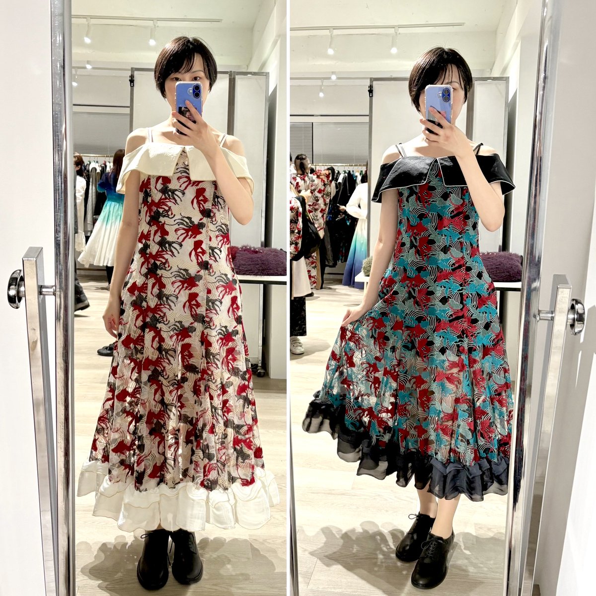 emiri_ote's tweet image. #hazama
#hazama_size

今日はha | za | maの展示会に行ってきた

参考にスペック
160cm 47kg 骨格ウェーブ
PC 1st クールウィンター
PC 2nd クールサマー

blackのXSお迎えする♡

ha | za | ma

尾を引き奏でる波紋のレースキャミソールワンピース
black・XS
white・L