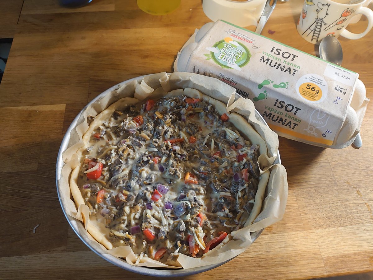 Tein piirakkaa ihan sormituntumalla, sienistä, ja mietin, että pitääköhän tässä olla isot munat, vai onnistuuko tavallisilla?