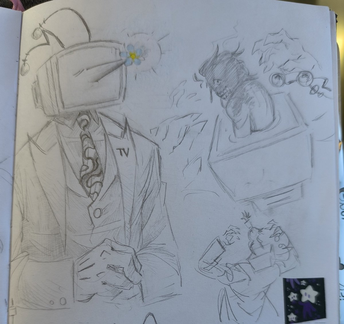 Lexumpy's tweet image. Doodles on the train of my cursed TV idiot... He might actually be haunted/j
#deltaruneAU #tenna #spamtenna #horrorshowAU