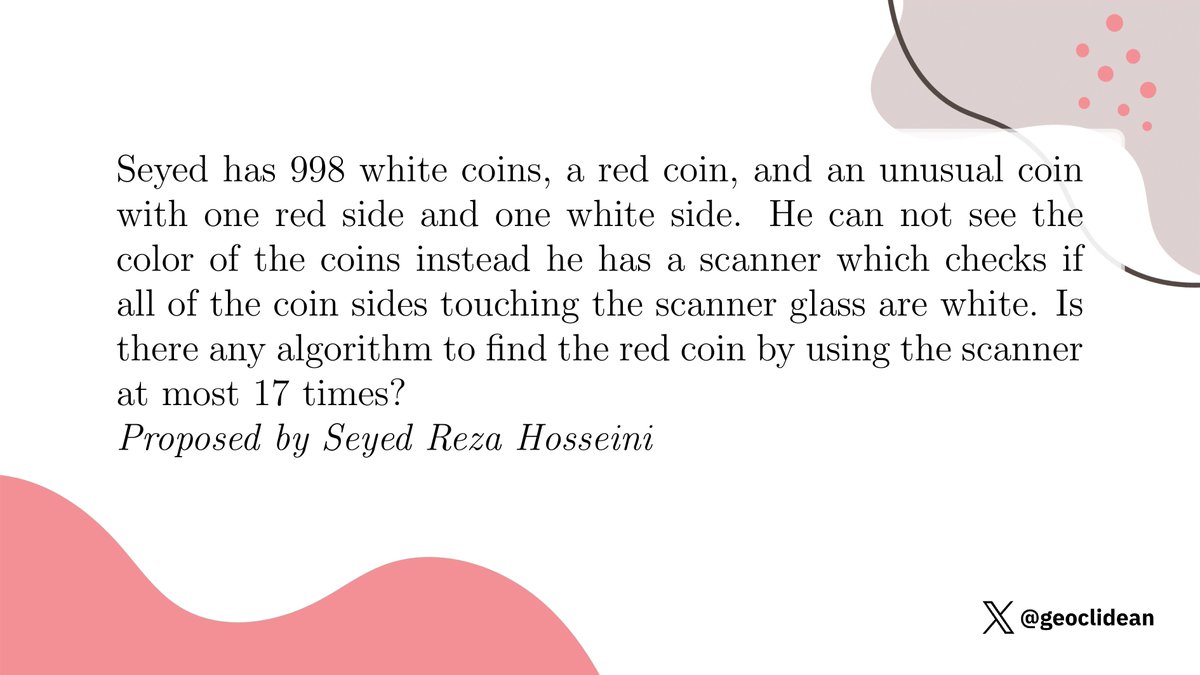geoclidean's tweet image. Scanning for The Coin
#Combinatorics #Coins