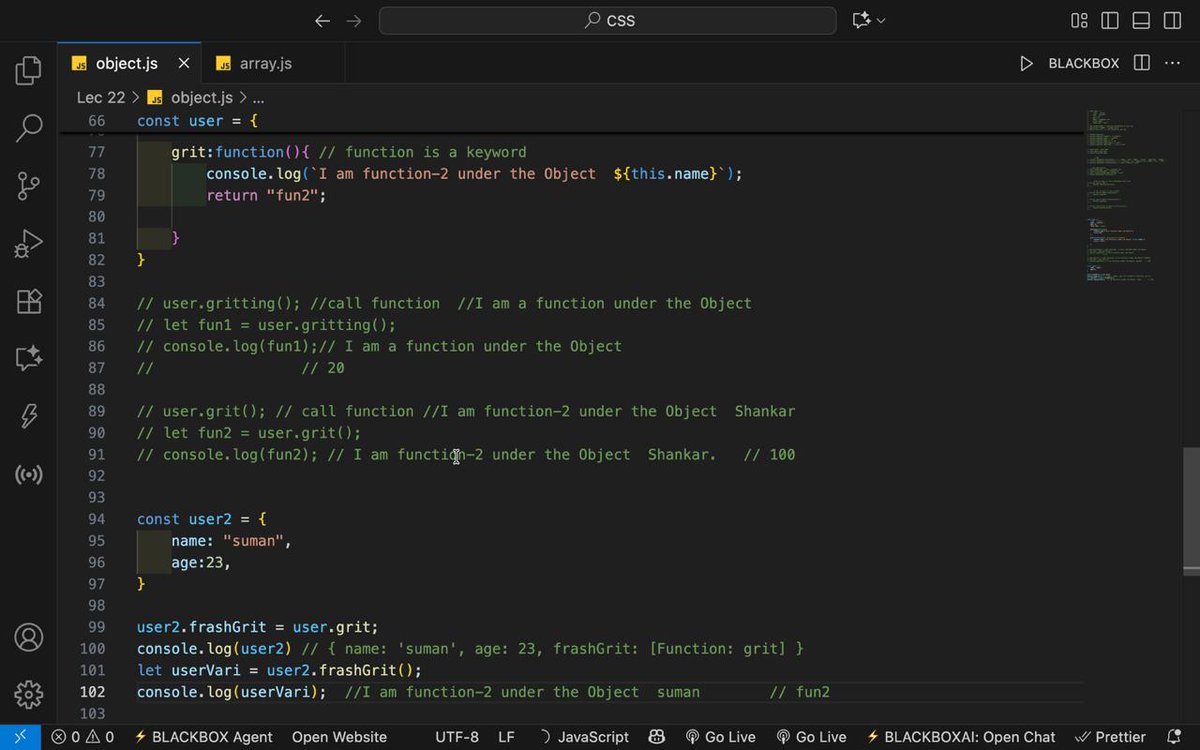 shankardas007's tweet image. Day 22 JavaScript Objects
Learned how objects store in memory & use pointers
Created nested objects + copy by value using structuredClone()
Added functions inside objects using function() 💻
Mentors: @rohit_negi9 & @adityatandon02
#JavaScript #WebDevelopment #Learning