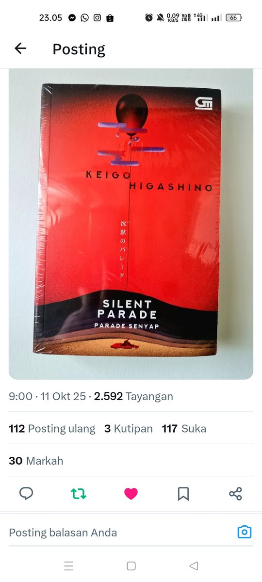 dedy_april85's tweet photo. @slowchapters dah nunggu2 terjemahan Silent Parade sekalian selesaikan seri detektif galileo dan belum pernah dapat give away. Sehat selalu kak 👍👏✌️ trims https://t.co/KhWuArJaE6