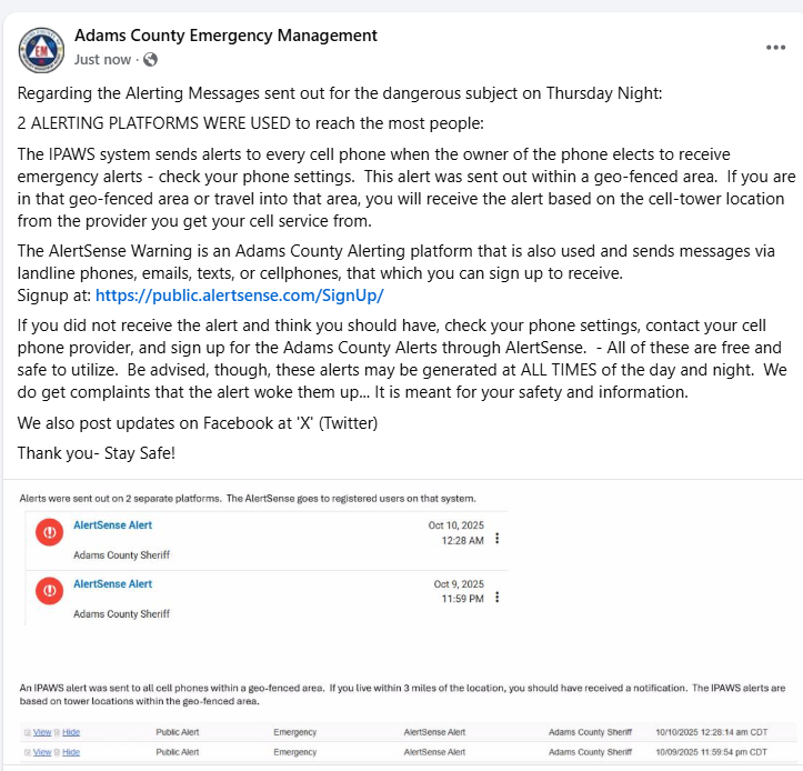 AdamsEmergency's tweet image. 