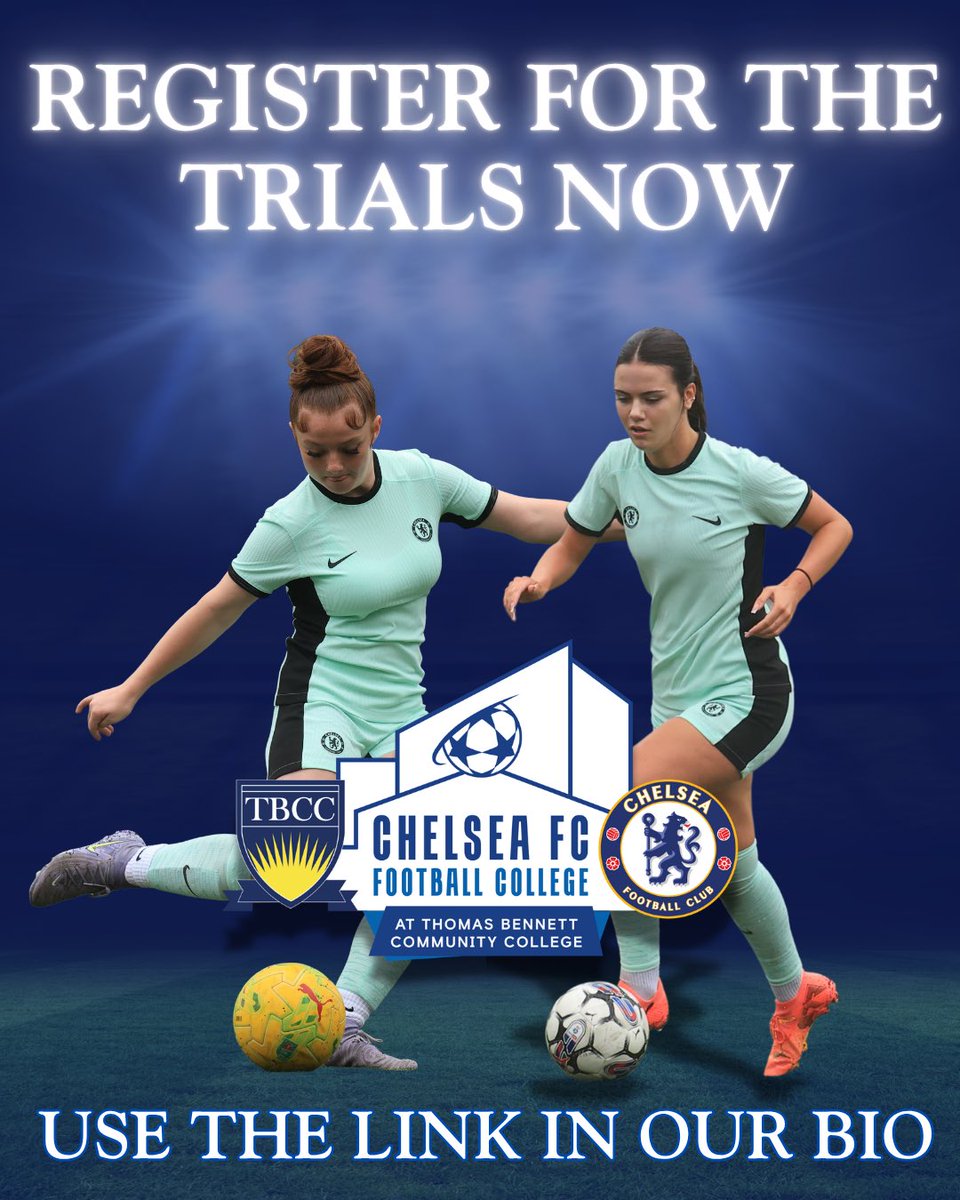 Don’t miss your chance to trial Chelsea
Football College

forms.gle/VRgkveJac3GRDJ…

Monday 27th October

Full Time Football
Education up to 3 A-Levels
Working with the Chelsea FC Foundation 
Opportunities to go on to UK and US universities