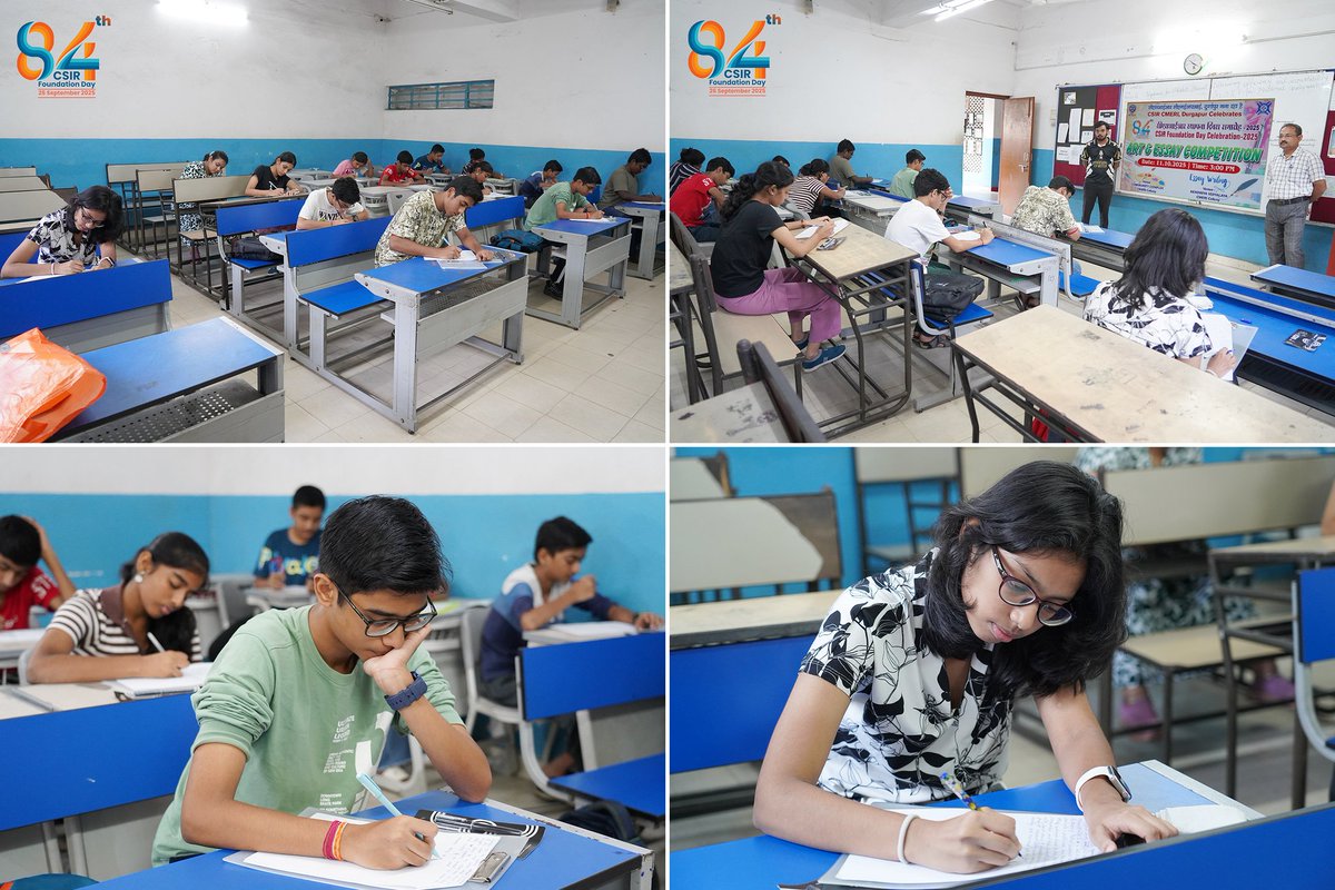 CSIR_CMERI's tweet photo. 🎉 **Celebrating 84th CSIR Foundation Day with Creativity and Expression!** ✨
On the occasion of the 84th CSIR Foundation Day, CSIR-CMERI, Durgapur organized Art and Essay Competition for the wards of its employees.
#84yearsofCSIR https://t.co/sbX9KlZYNw