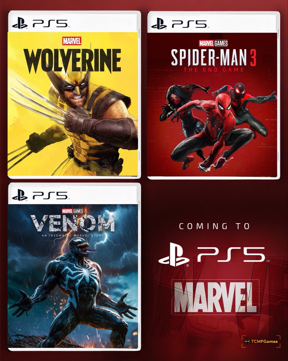 TCMF2's tweet image. Upcoming Marvel PS5 Exclusives 
⠀ ⠀ ⠀ ⠀ ⠀ ⠀ ⠀ ⠀ ⠀ ⠀  ⠀ ⠀ ⠀ ⠀ ⠀ ⠀ ⠀ ⠀ ⠀ 
▫️Wolverine confirmed for Fall 2026 with new reveal spring 2026
▫️Venom leaked from insomniac breach and rumored still in the works with a potential launch in 2027 
▫️Spider-Man 3 has…