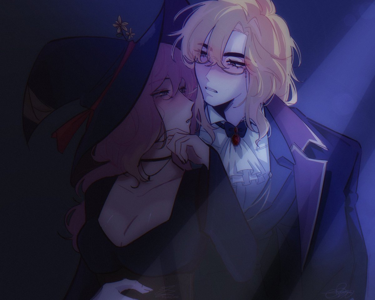 Mono_Scrap's tweet image. Spooktober w/ @chrmyvsx 
W our Ocs Jaewon (her oc) x Seo-Rin hehehe
Witch x Vampire
#Artwork #artmoots #oc