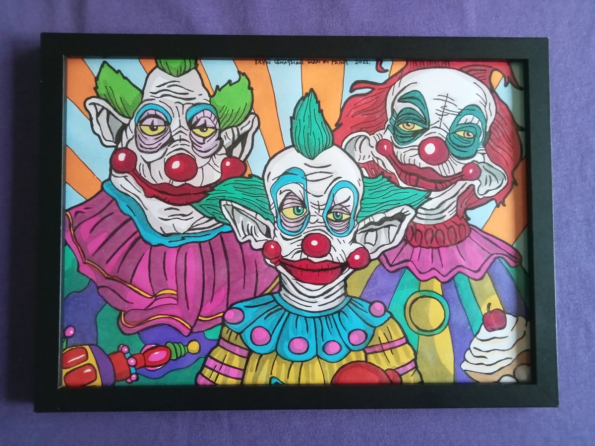 ManInPaintUK's tweet image. ALL FINISHED AND FRAMED... Who else loves the 1988 classic #horrormovie, #KillerKlownsFromOuterSpace? Follower request. 🤩🎨🎬🤡🔫🎪 #FunTimes

©2025. &apos;K!ller Klowns&apos; 

#artistsonx #maninpaint #80sbaby #geek #geekartist #geekart #proudgeek #retrogeek #geeklife #popculture #art