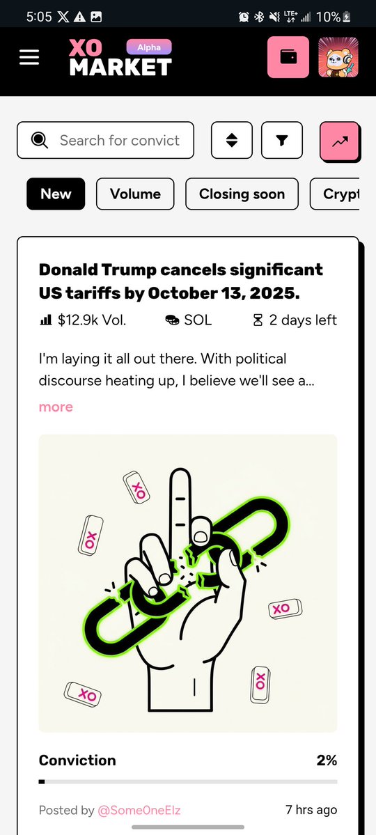 Just checked my <a href="/xodotmarket/">XO Market</a> site and saw a new market about Donald Trump canceling major tariffs. Not gonna lie, that one caught my eye. But I’m a bit skeptical  those tariffs are already active, so would he really reverse them now? What do you all think, is there something I’m