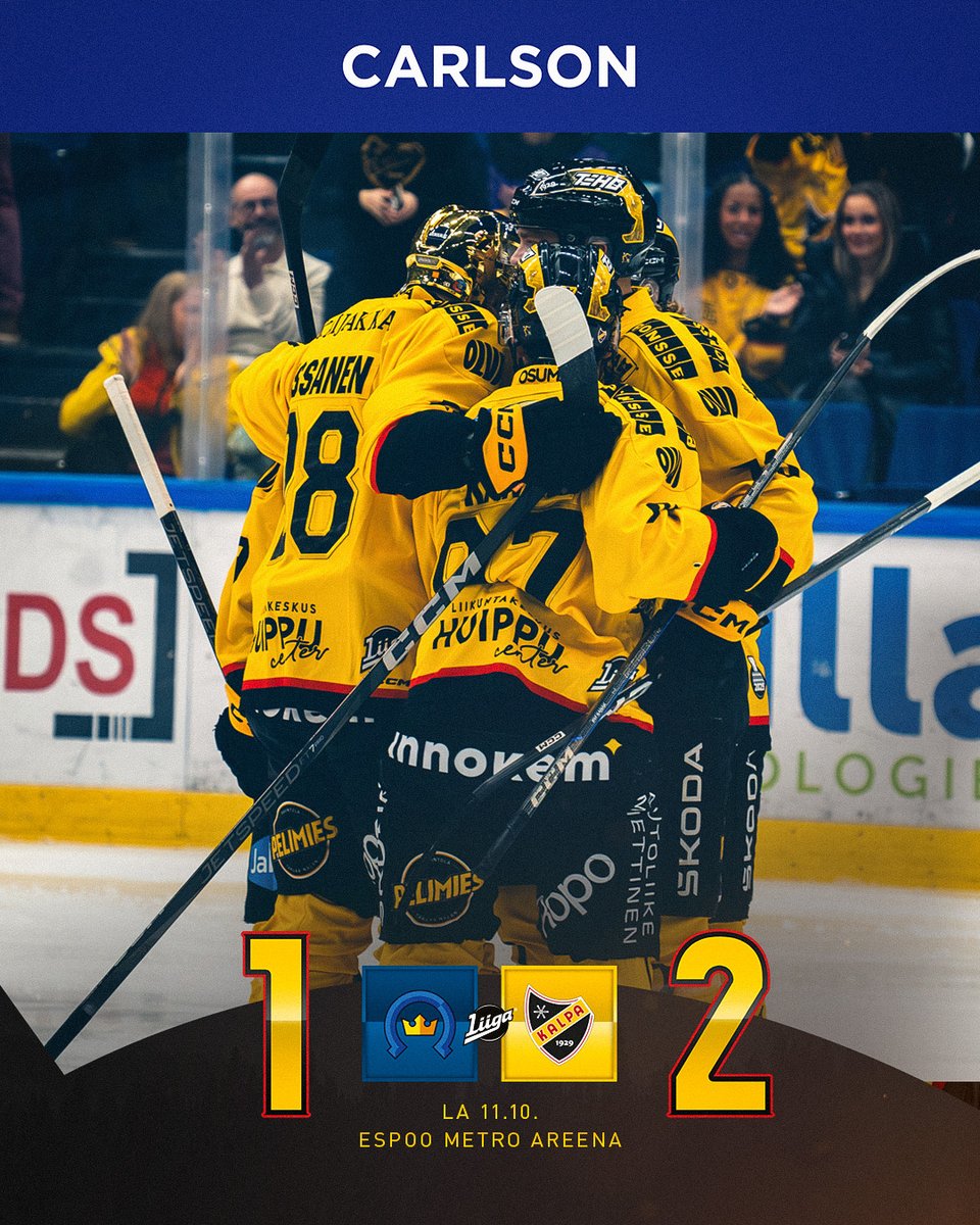 KalPa_Hockey's tweet image. 💛🖤 KALEVAN PALLO VOITTAA!
Härski-Hartikaisen kahden maalin ilta ja koko joukkueen sielukas esitys takaa kolmen pisteen ryöstöretken Espoosta!
#KalPa #Liiga