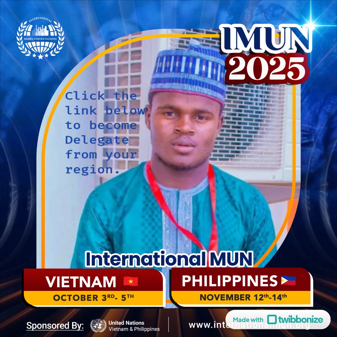 futureenginee02's tweet image. 🌍 Excited to share that I’m now an Internship Ambassador for International MUN (IMUN)!
IMUN connects youth worldwide through diplomacy, debate &amp;amp; leadership. 💬✨

Join me: internationalmun.org/RegistrationFo…
Code: JH2609

#IMUN #IMUNAmbassador #ModelUN #YouthLeadership