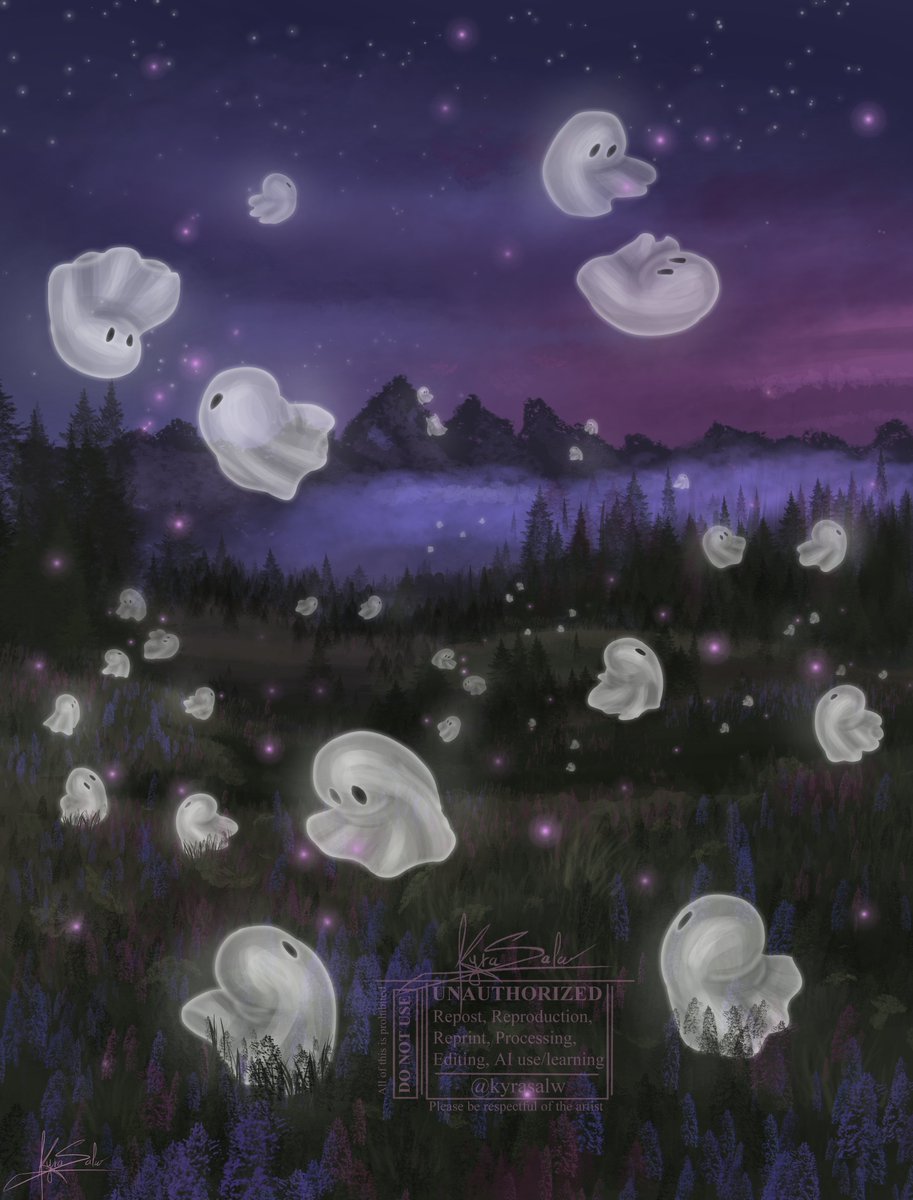 KyraSalw's tweet image. It&apos;s night time. I should have drawn more ghosts but I got lazy at the end.
Ghostober 6 
#ghost #ghosts #fantom #fantome #illustration #art #forest #artmoots #autumn #drawtober #spookymonth #Inktober2025 #Inktober