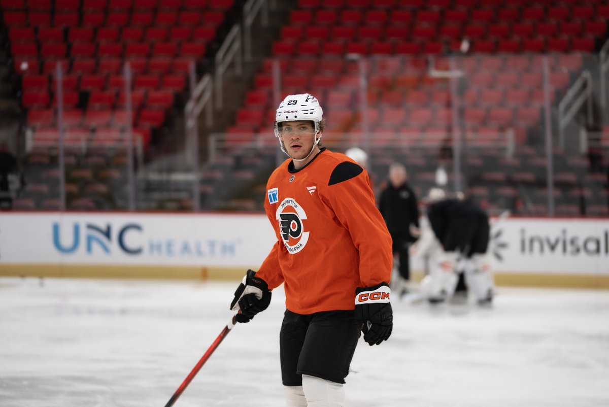NHLFlyers's tweet image. Lineup update for #PHIvsCAR: 

• Jett Luchanko and Nikita Grebenkin draw into the lineup.
• Rodrigo Abols and Nick Deslauriers come out.
• Sam Ersson starts in net.