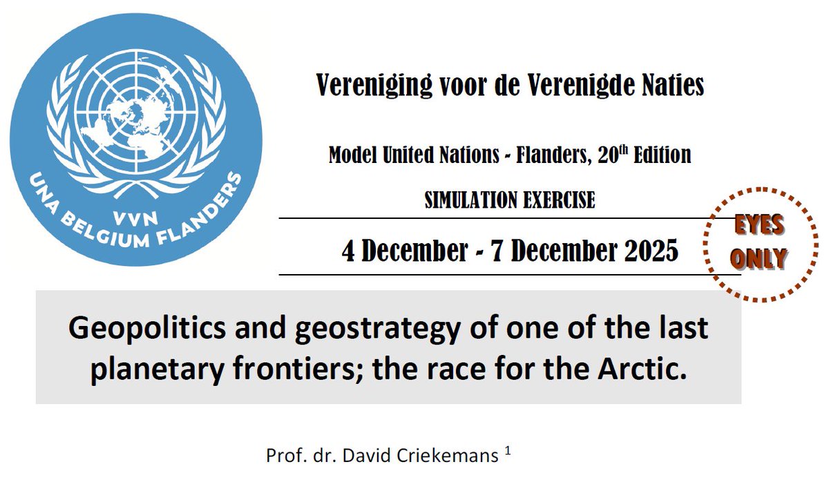 DavidCriekemans's tweet image. Voor de 20ste maal organiseren 4 Vlaamse universiteiten @UAntwerpen @ugent @KU_Leuven @VUBrussel ism de Vlaamse Vereniging voor de Verenigde Naties &apos;n simulatie van de VN-Veiligheidsraad, waarin we de diplomaten van morgen opleiden. Thema 2025: the Arctic. youtube.com/watch?v=TkRmrP…