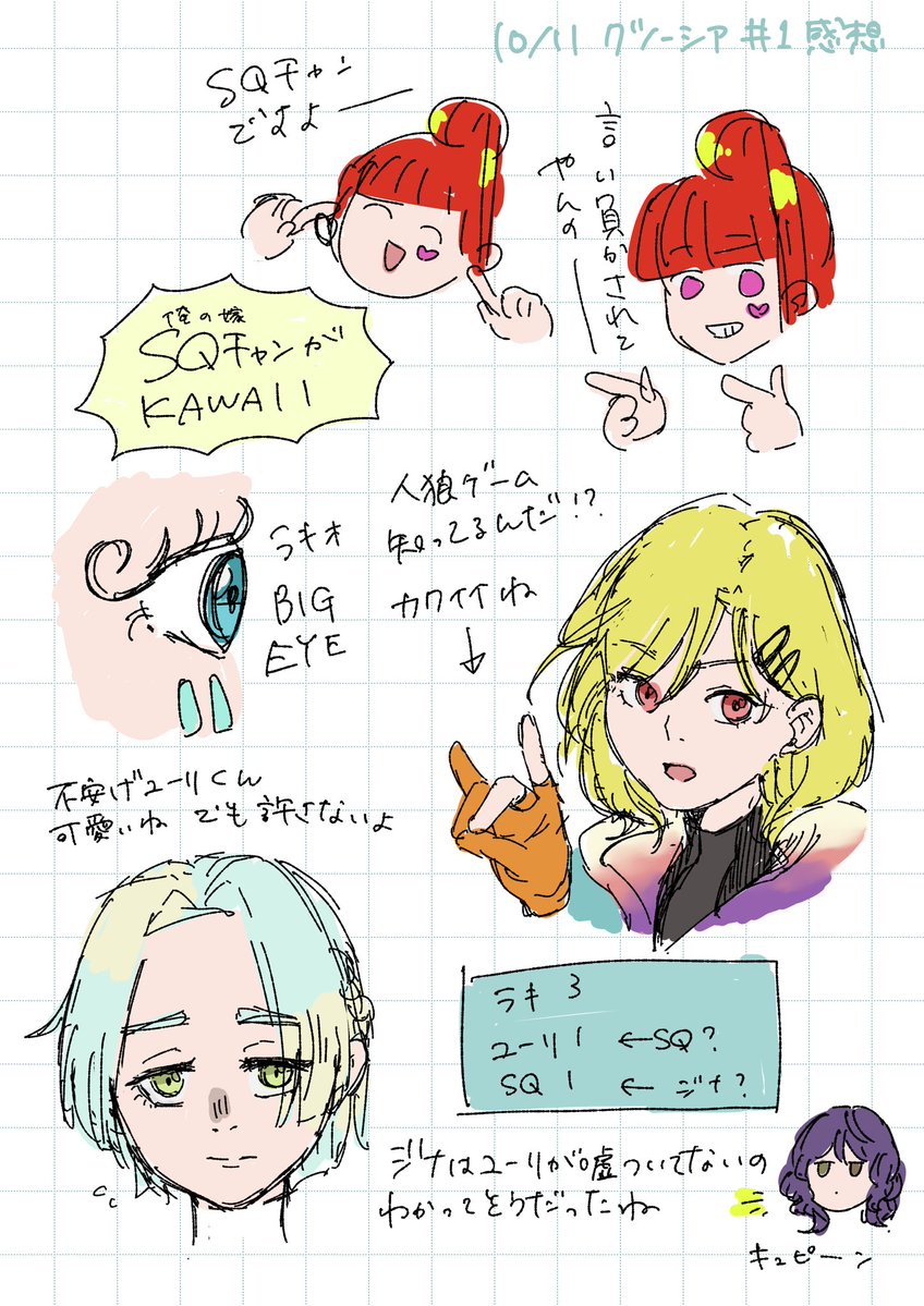 azk_ai's tweet image. グノーシア#1感想
見ながら走り書きしたので汚い
アニメ微ネタバレ