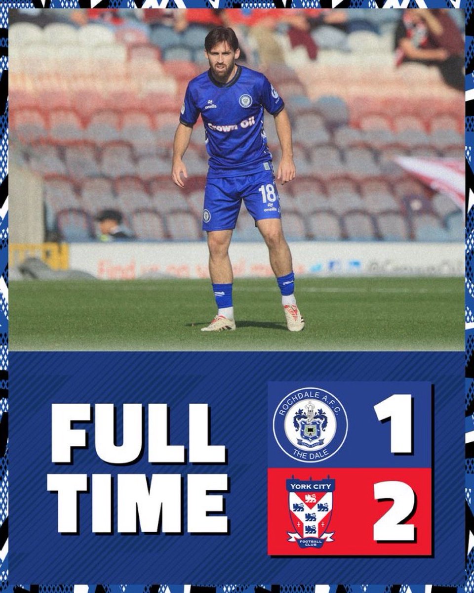 ROCHDALE AFC FAN PAGE (@rochdalefan) on Twitter photo Disappointing ☹️
A cagey non-event game for most parts that took for York to break the deadlock for it to come alive a bit.
We paid far too much respect to York I thought and didn’t learn from their first goal.
But, we can fully focus on the league now. #RAFC Disappointing ☹️
A cagey non-event game for most parts that took for York to break the deadlock for it to come alive a bit.
We paid far too much respect to York I thought and didn’t learn from their first goal.
But, we can fully focus on the league now. #RAFC