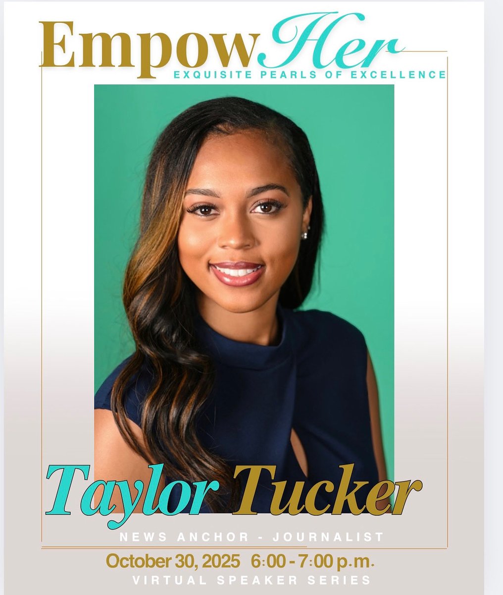 <a href="/TaylorTuckerTV/">Taylor Tucker</a> is up next!  Join us on Thursday, October 30th at 6:00 p.m. on Zoom. Register at the following link:

tinyurl.com/EmpowHER2526

Once registered, you will receive the Zoom link via email. #EmpowHER 🗣️🦋🔘