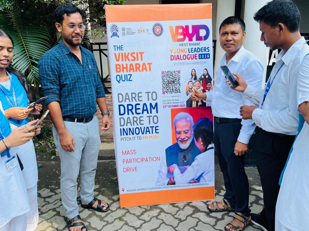 nss_rdguwahati's tweet image. Today, 290 NSS volunteers and students of Nagaon University , Assam, enthusiastically participated in the VBYLD Quiz, showcasing their knowledge and commitment towards building a #ViksitBharat. @_NSSIndia @YASMinistry @mansukhmandviya @MYBharatHQ @khadseraksha
