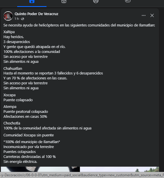 memymorales1's tweet photo. Amigos necesitamos difusion por favor si les sale esto compartan TOMADO DE #QuintoPoderVeracruz #Urgente @pozaricatrends #papantla #SierraNorte #Papantla #FONDEN  #Yeri_Mua @GobiernoVer @Claudiashein https://t.co/BLCB4mCPSS