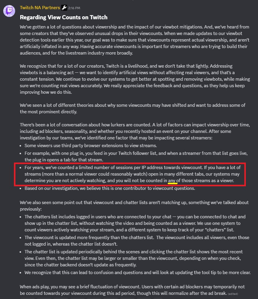All that time pushing Stream Together features, shared chat, shared hype trains and ultimately sharing communities of streamers that most likely stream at similar times, just to penalise viewers for watching more than one or two streamers at a time...