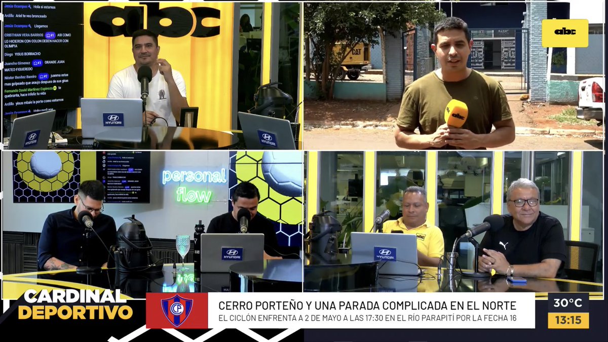 🚨 #2deMayo vs. #CerroPorteño, en vivo por <a href="/ABCCardinal/">ABC Cardinal 730 AM</a> y <a href="/ABCTVpy/">ABC TV Paraguay</a> por Youtube desde Pedro Juan Caballero. 

Relata <a href="/ChipiVera89/">Jorge Chipi Vera</a> y comenta <a href="/Danichung/">Daniel Chung</a>, junto <a href="/arigustavito/">gustavo ariel</a>, <a href="/FigueJuanma/">Juanma Figueredo</a>, <a href="/jeocampos_/">Jesús Ocampos</a>, <a href="/Benru79/">Rubén Darío Orué Melgarejo</a> y <a href="/Javiernez/">Javier Núñez</a>.

#730AM
#CardinalDeportivo

youtube.com/live/zyuEqvzKw…