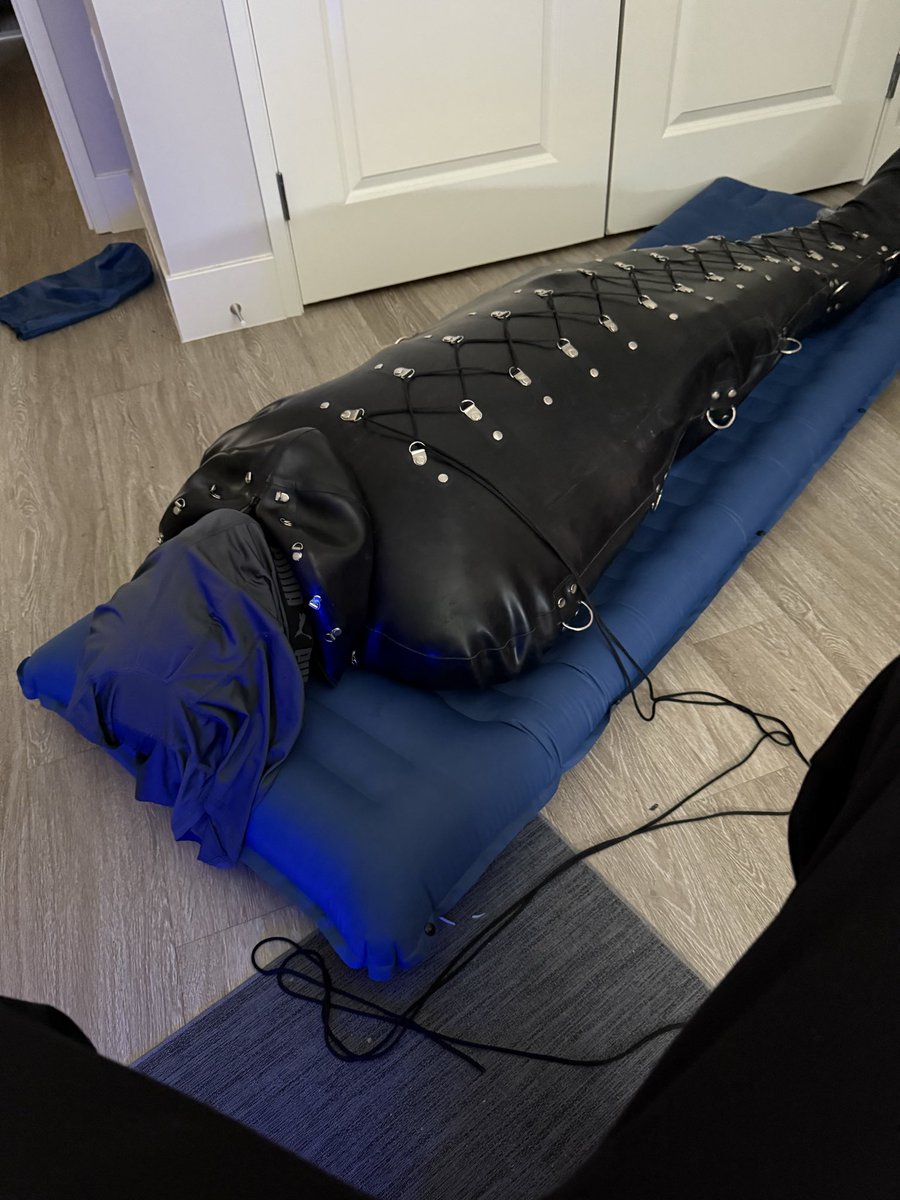 While I spend my morning doing chores and playing video games the gimp is forced to stay like this, I also came inside his suit 😈