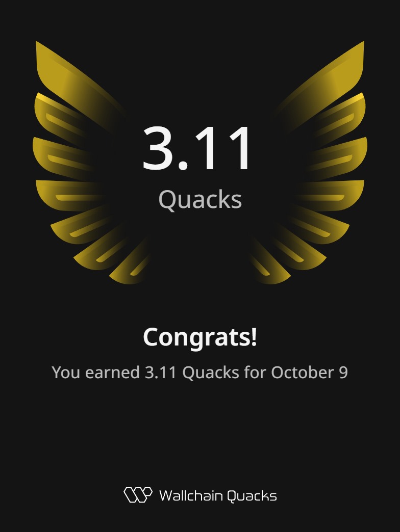rodrigomcrypto's tweet image. Just earned 3.11 Quacks  @wallchain_xyz in one day 🦆 

Use my referral link – quacks.app/?ref=rodrigomc…   

Quacking, not a hobby, a lifestyle

How many quacks did you catch today?

gQuack!