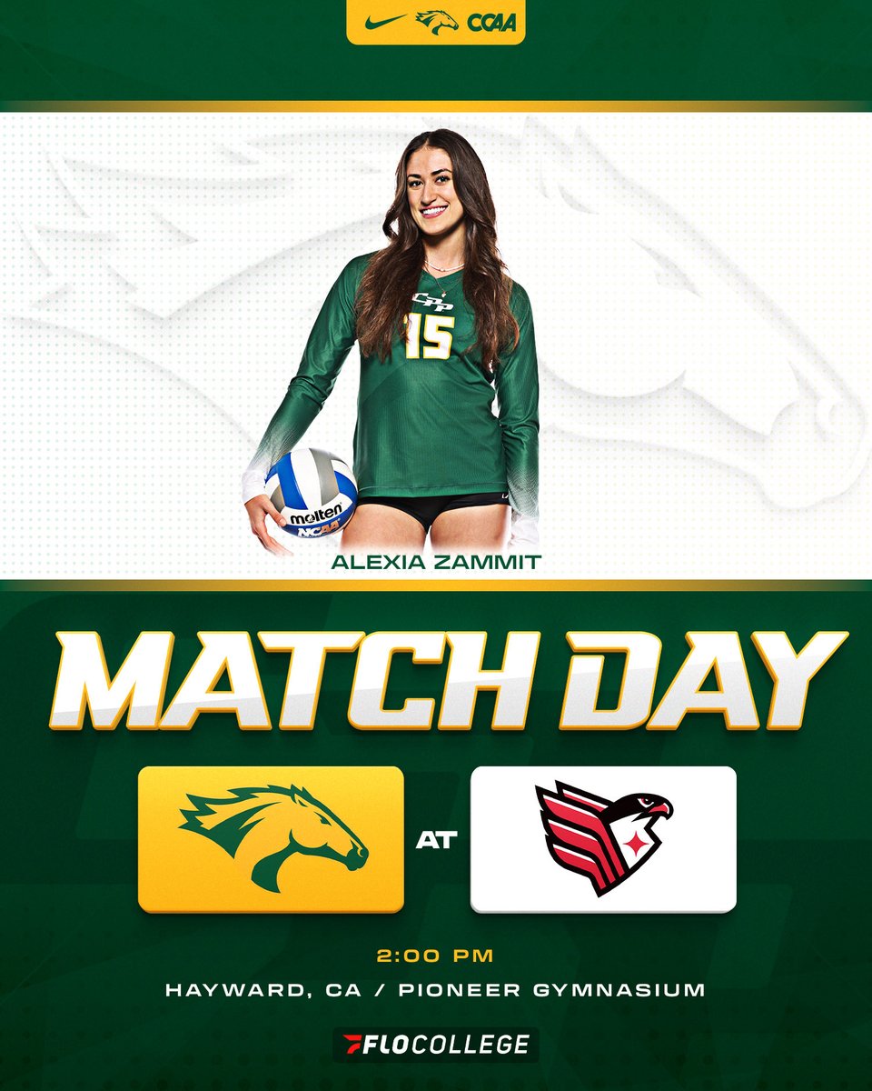 cppvolleyball's tweet image. Another stop, same goal.
Broncos look for their 8th straight win with a 2:00 PM match at Cal State East Bay. Catch the game on FloCollege.
#WeAreCPP
