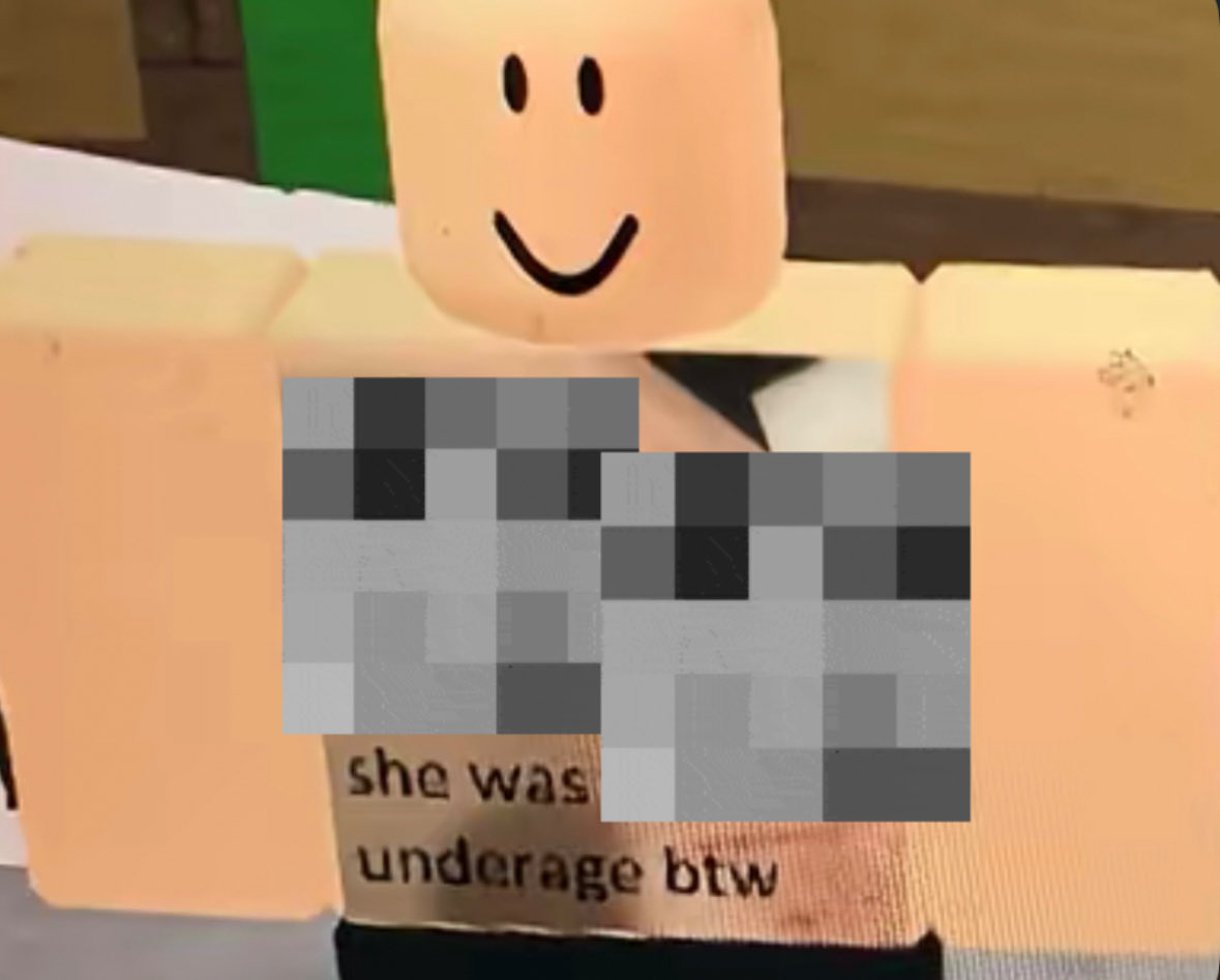 RoCatchers's tweet image. This is an image of a Roblox predator that made a child self harm his name on her. 

He uploaded it to Roblox as a shirt to flaunt what he did