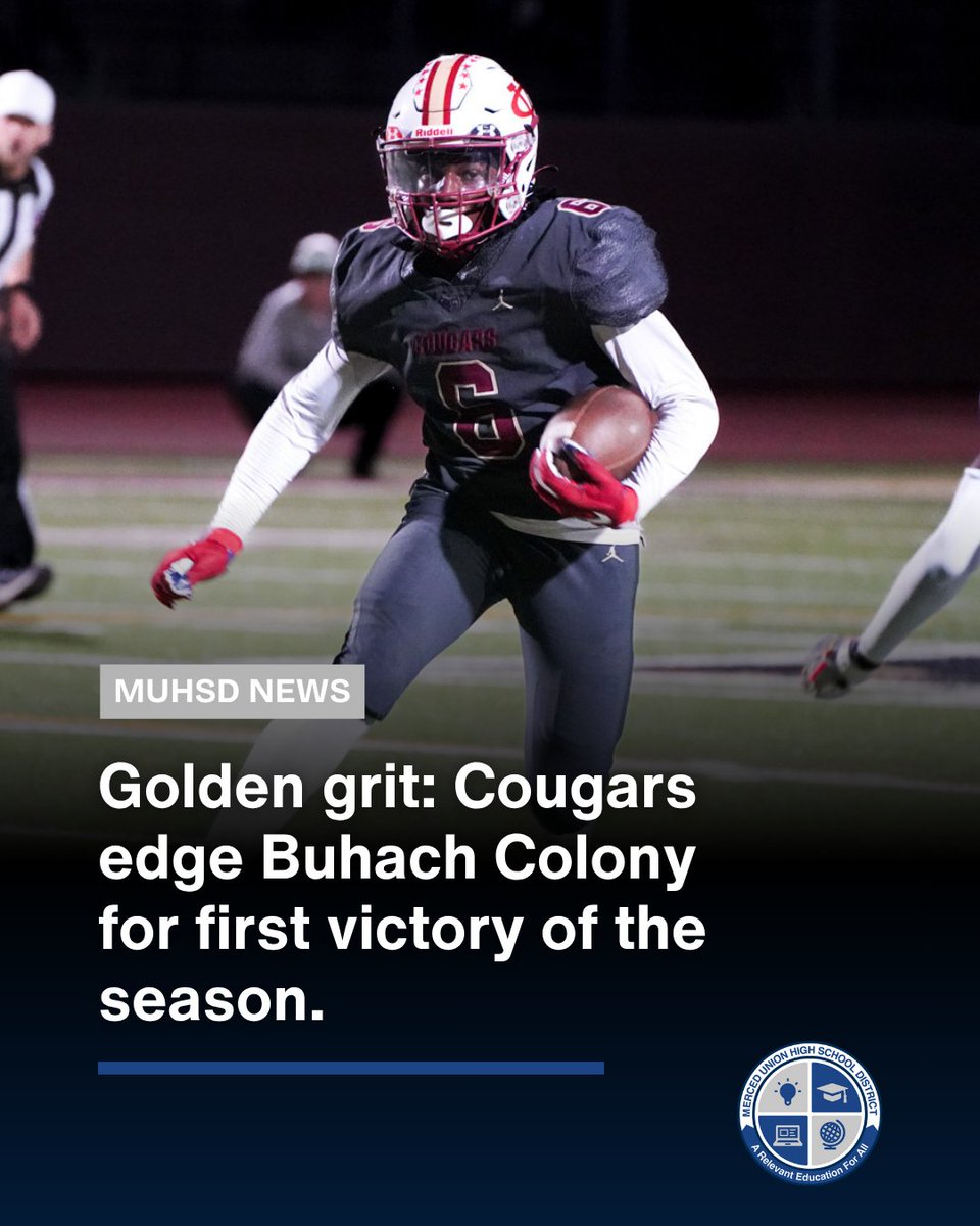 MercedUHSD's tweet photo. Golden Valley High defense comes up big in the fourth quarter to seal 20-19 victory.

Read More: https://t.co/4qR3wzqrxP

#gvhs #cougarpride #merced #atwater #ahs #bchs #fridaynightlights https://t.co/zP5z6DER6S
