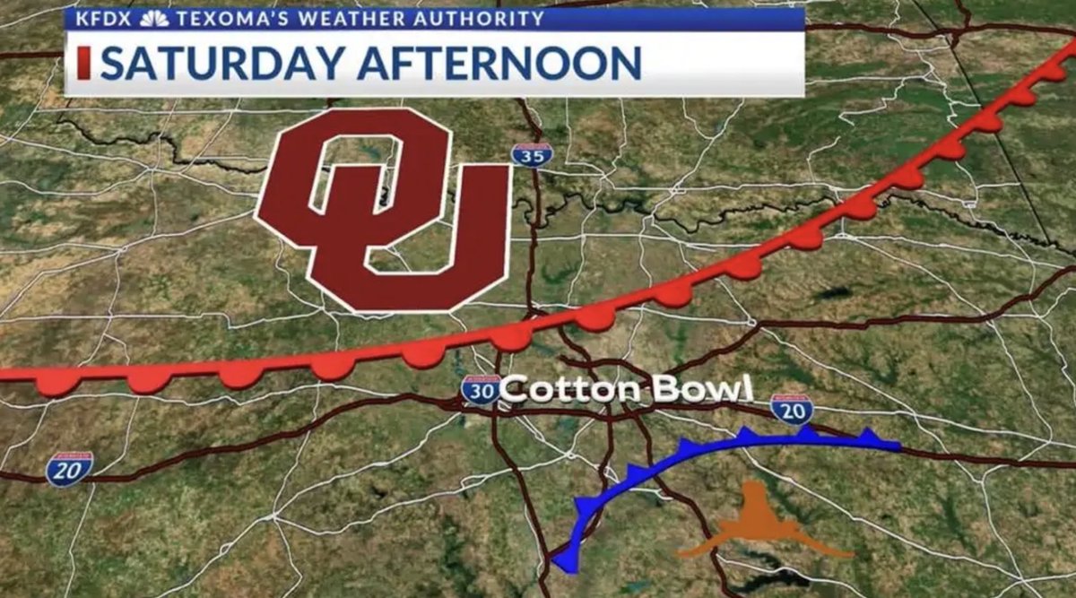 TheNolanK's tweet photo. Hey @MikeCollierWX saw this weather update, can you confirm?
#BoomerSooner #TexasSucks #BeatTexas #OUTX https://t.co/LEdSkjFcug