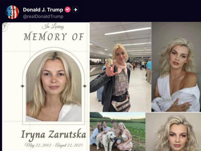 WakeUpPatriott's tweet image. 🚨BREAKING: President Trump just posted a memorial for Iryna Zarutska

Trump is NOT forgetting about her.

Does Trump have your full support on this? 

YES or NO?

IF Yes, Give me a THUMBS-UP👍!