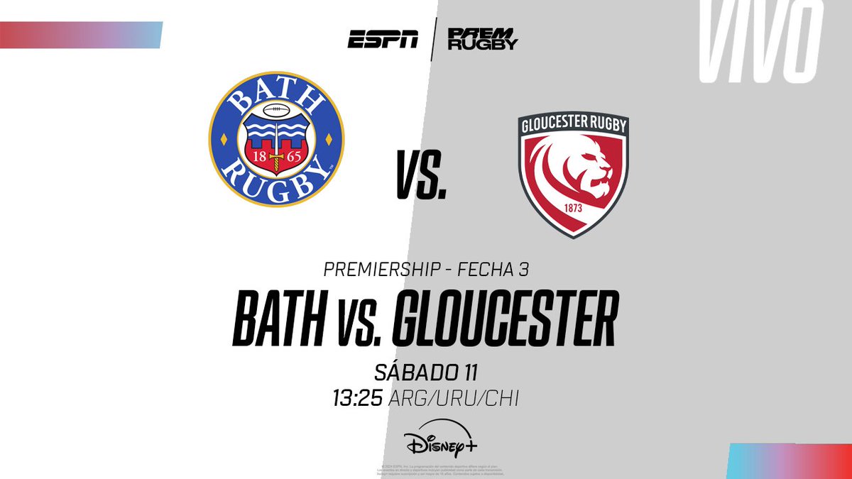 #TOP14 | YA! Junto a <a href="/EuseGuinazu/">Euse Guiñazu</a>, compartimos el encuentro entre #Bath y #Gloucester en el aire de #DisneyPlus! También disponible en ESPN 4. 🏉⭐

Miralo en @DisneyPlusLA
➡️ tinyurl.com/3ebshh5f