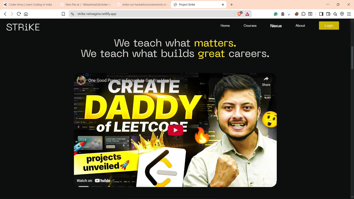 WatashiwaSid's tweet image. Finished wrapping up my project for Strike #HTMLCSSOnly hackathon. If you think modern designs are not responsive, take a breath, and scroll around my #STRIKEClone. 
Live: strike-reimagine.netlify.app
Repo: github.com/WatashiwaSid/s…
Thank you, @rohit_negi9, for defense web development.
