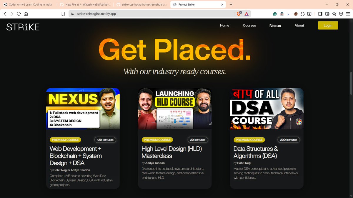 WatashiwaSid's tweet image. Finished wrapping up my project for Strike #HTMLCSSOnly hackathon. If you think modern designs are not responsive, take a breath, and scroll around my #STRIKEClone. 
Live: strike-reimagine.netlify.app
Repo: github.com/WatashiwaSid/s…
Thank you, @rohit_negi9, for defense web development.
