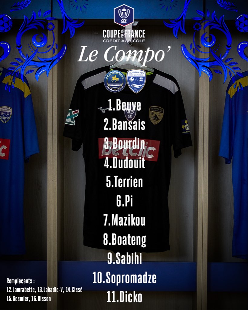 Découvrez le XI de départ pour ce 5e tour de Coupe de France face à l’AS Cherbourg ! 🫡