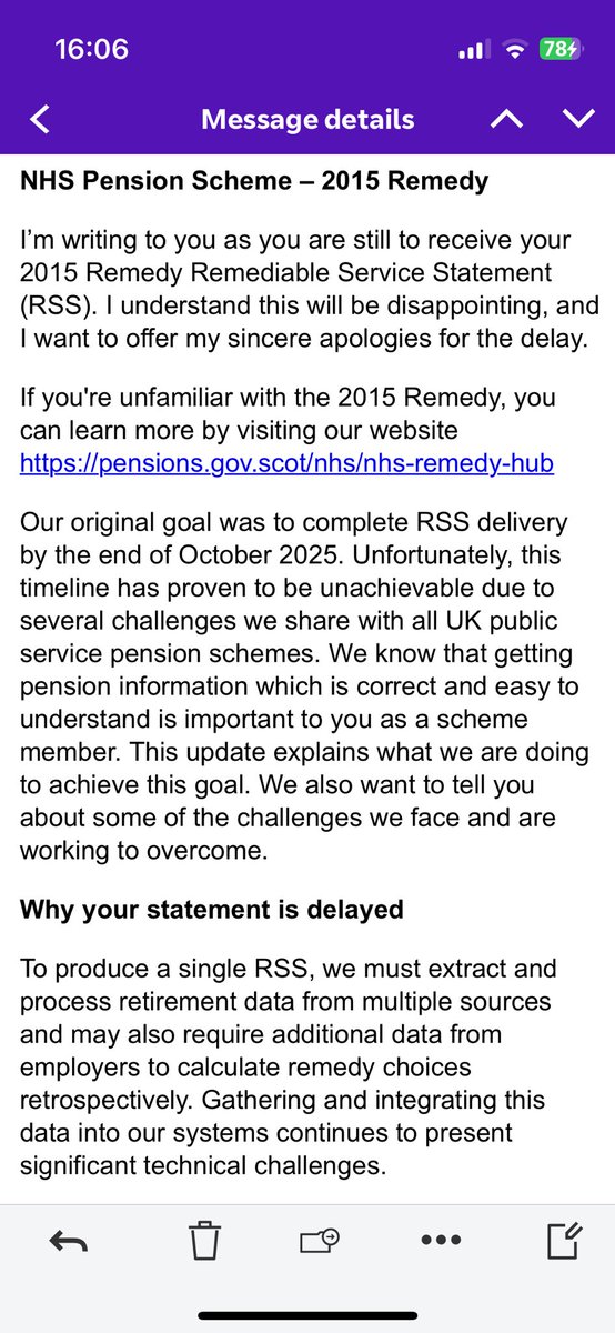 magees's tweet photo. @goldstone_tony 

I am in Scotland and partially retired over a year ago, and was told by SPPA ,after several emails back and forth, that I would receive my RSS by the end of this month. Today this arrived. I could wait potentially another 2 years! https://t.co/qOl5faJvng