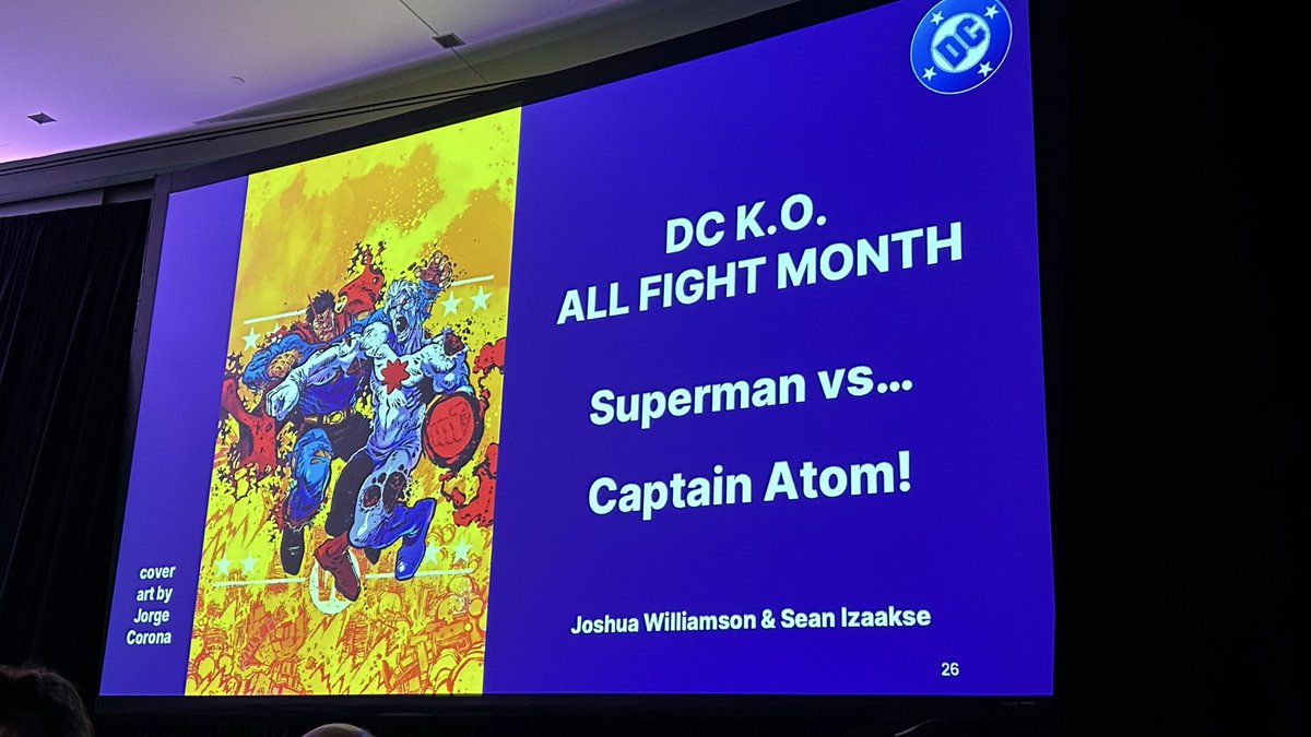 heyitsjennalynn's tweet image. December will bring “All Fight Month.” The fights will be best two out of three, and when a character dies, they can respawn as any version of themselves from continuity. Captain Atom comes back as Monarch.  

#NYCC