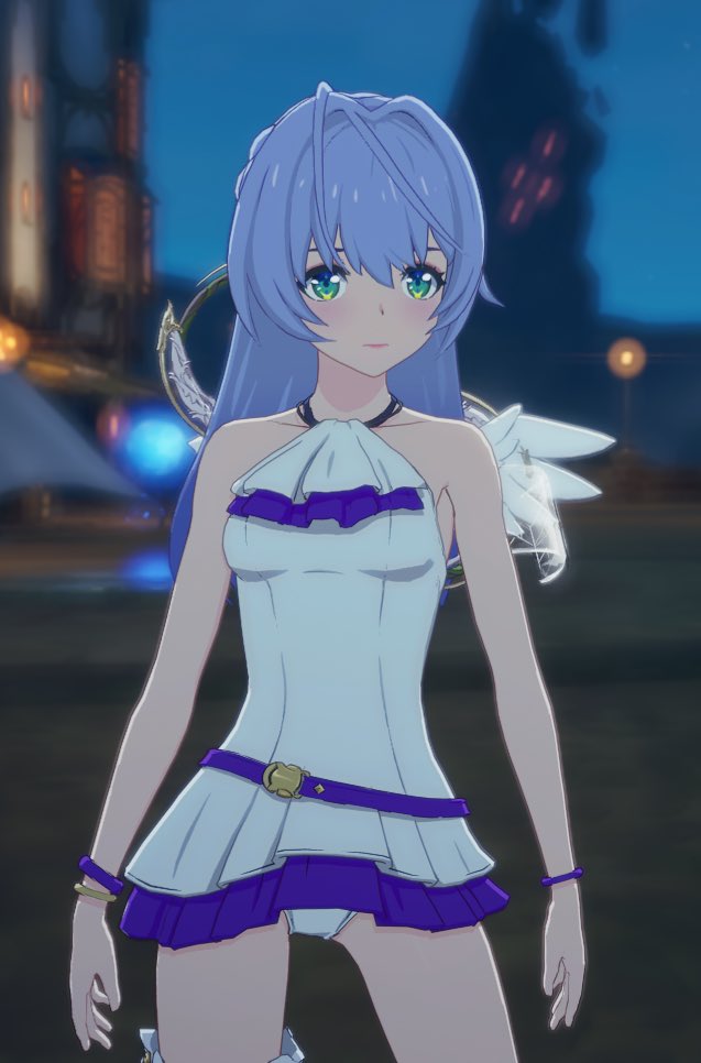 minakoelkie's tweet image. I made Robin in Blue Protocol: Star Resonance 💜 Swimsuit Version~ #BlueProtocolStarResonance #HonkaiStarRail #Robin #RobinHSR @honkaistarrail