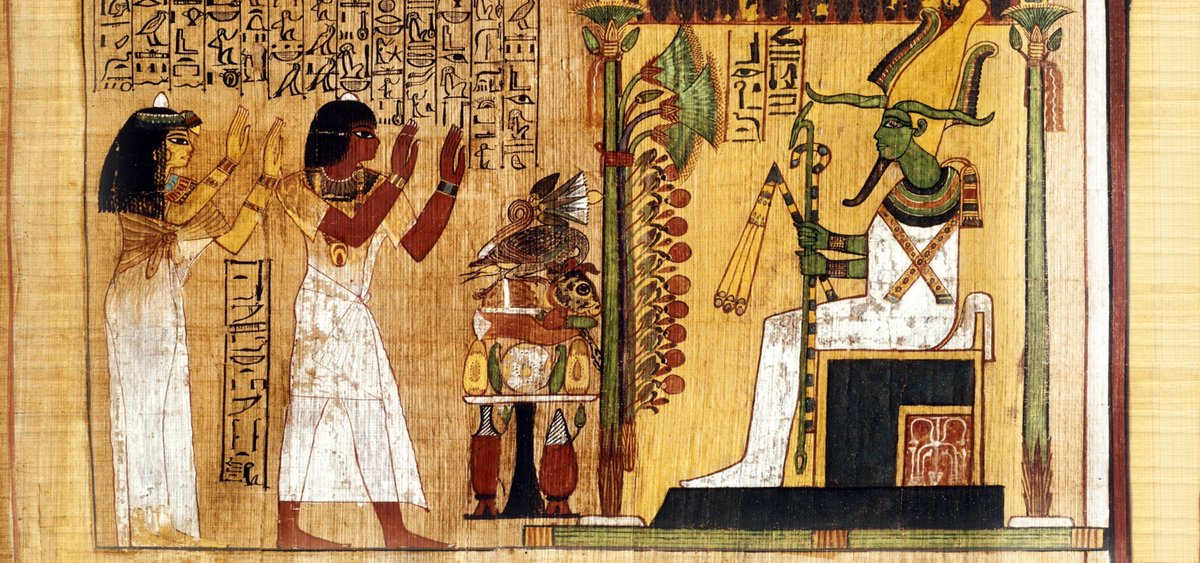 Book of the Dead of Kha

The deceased Kha and his wife Merit worship Osiris, Lord of the Underworld and Judge of the Dead.

New Kingdom, 18th Dynasty, ca. 1386-1349 BC.
Tomb of Kha (TT8), Deir el-Medina, Thebes.
Now in the Egyptian Museum, Turin. S. 8316/0

Read more: