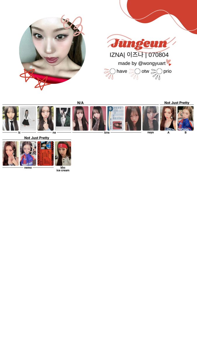 🧸[이즈나/IZNA] NOT JUST PRETTY ALBUM PHOTOCARD TEMPLATE (COMPLETE