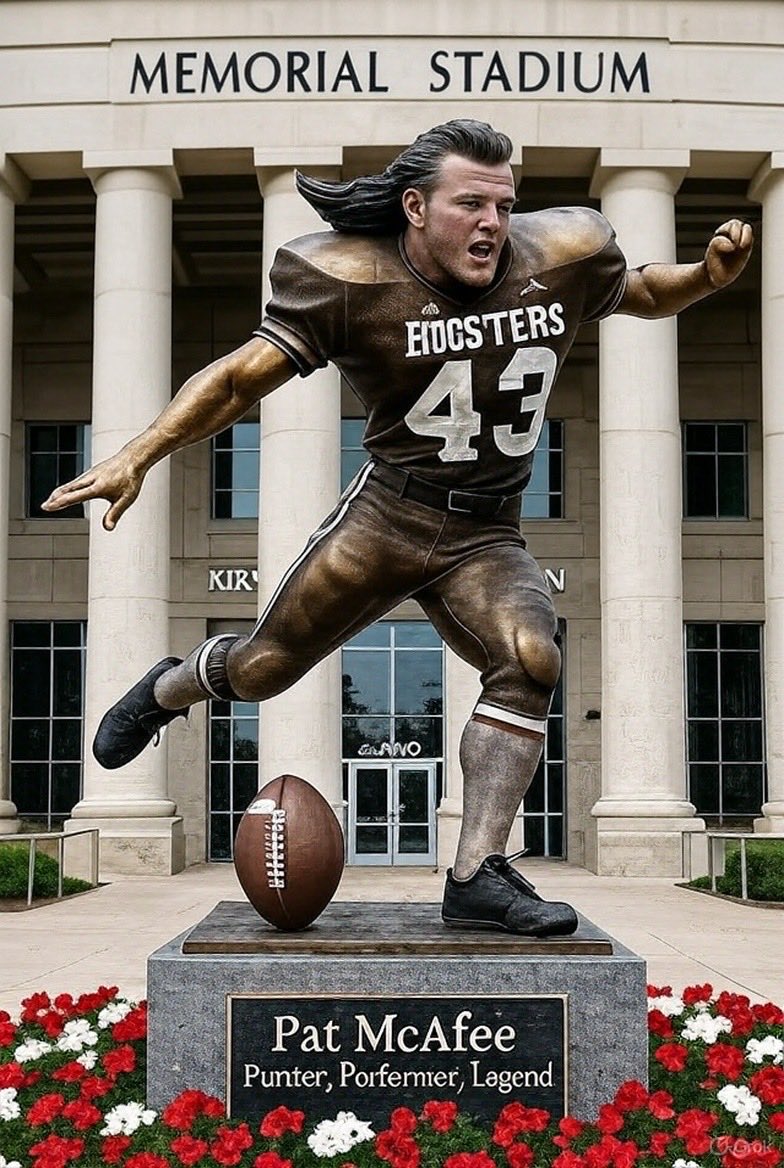 Grok build a statue in front of Memorial Stadium for <a href="/PatMcAfeeShow/">Pat McAfee</a>