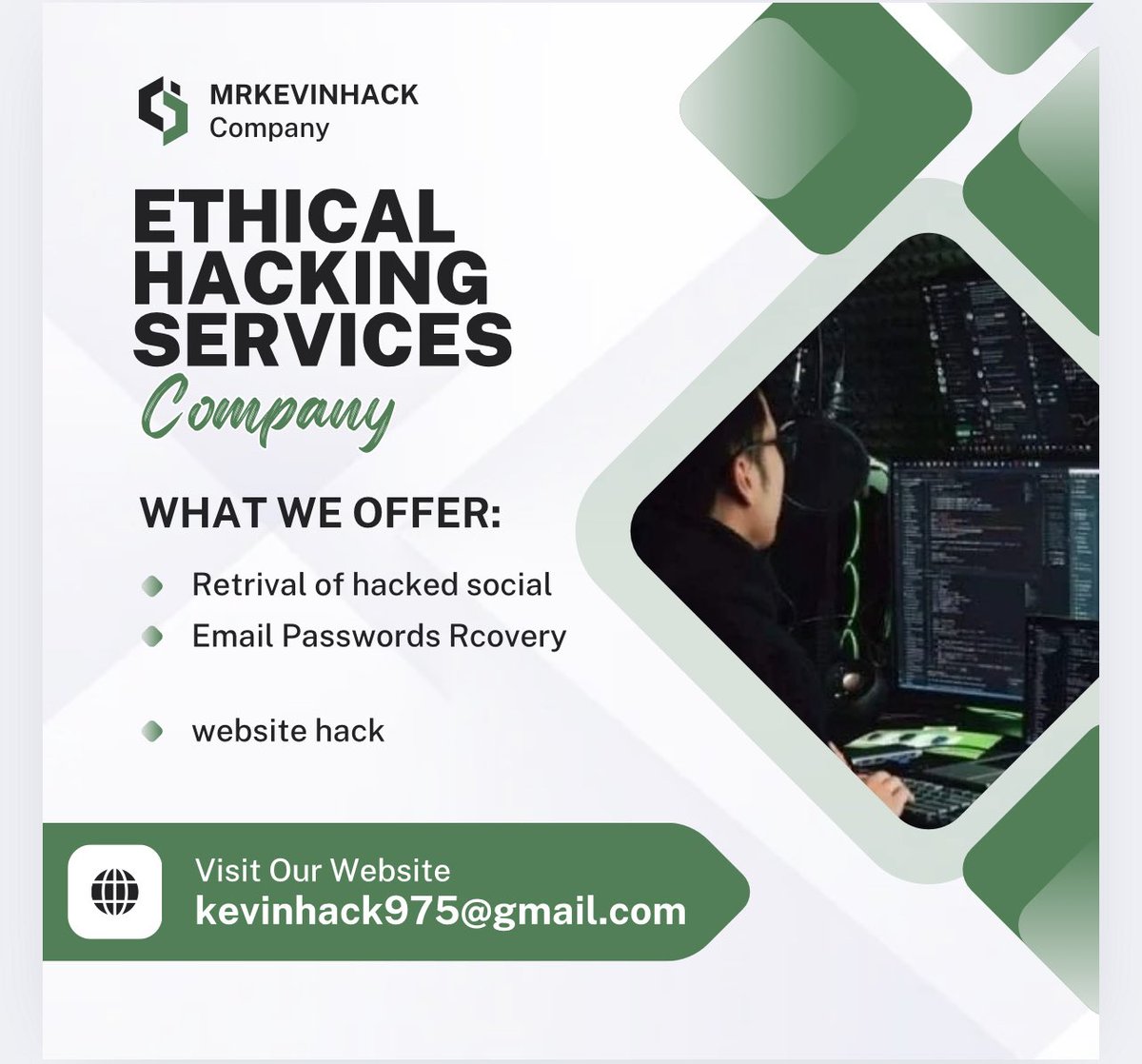 kevin___hack's tweet image. If you need help recovering from hackers and unauthorized access.
Account Hacking, Wallet Hacking, Tiktok, Instagram, Facebook, Bitcoin, Coinbase...
I am available 24/7
#NFTs #BTC #Hacker # Hacking #Hacked #recovery #facbookdown #facebookhacked
#CoinbaseWallet #zelena