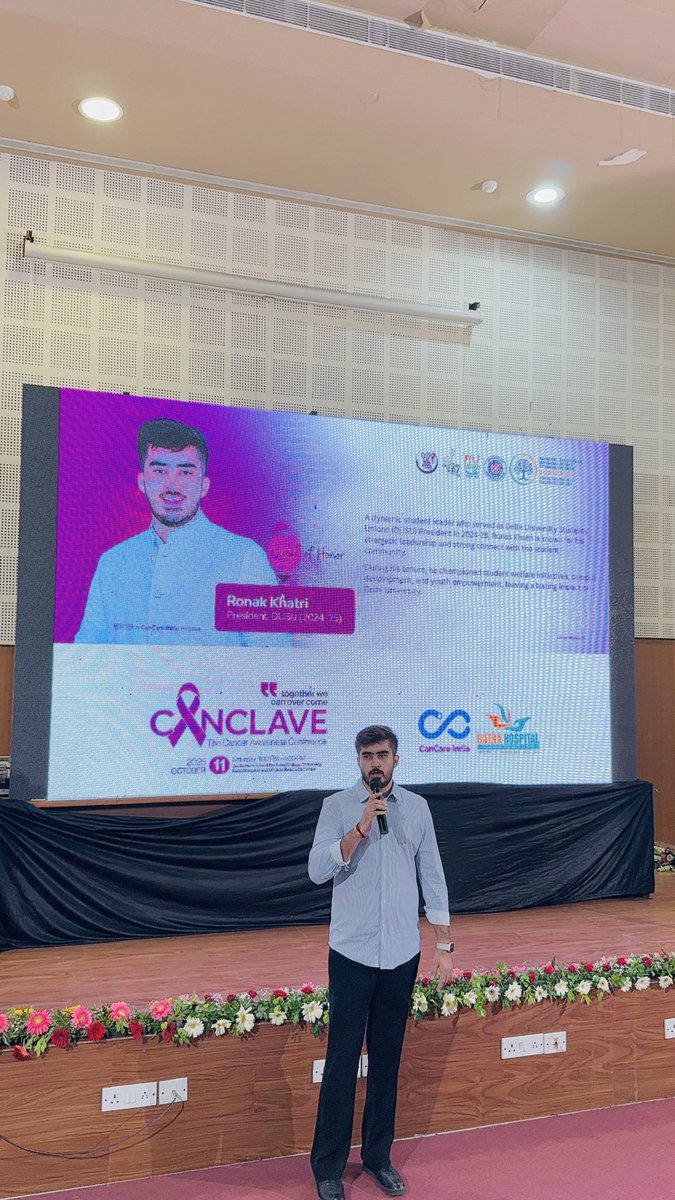 ronak_khatrii's tweet image. Honoured to be the Chief Guest at Canclave 2025 — The Cancer Awareness Conference hosted by CanCare India and Batra Hospital.
Grateful to witness such passionate efforts towards cancer awareness, early detection, and compassionate care.
Together, we can overcome. 💪🎗…