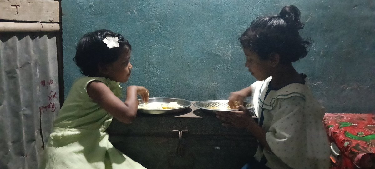 thyjeet's tweet image. Children enjoying their food! Pray and Support to build lives of these children.