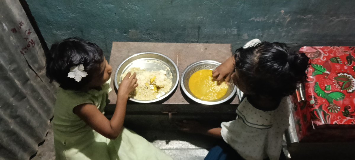 thyjeet's tweet image. Children enjoying their food! Pray and Support to build lives of these children.