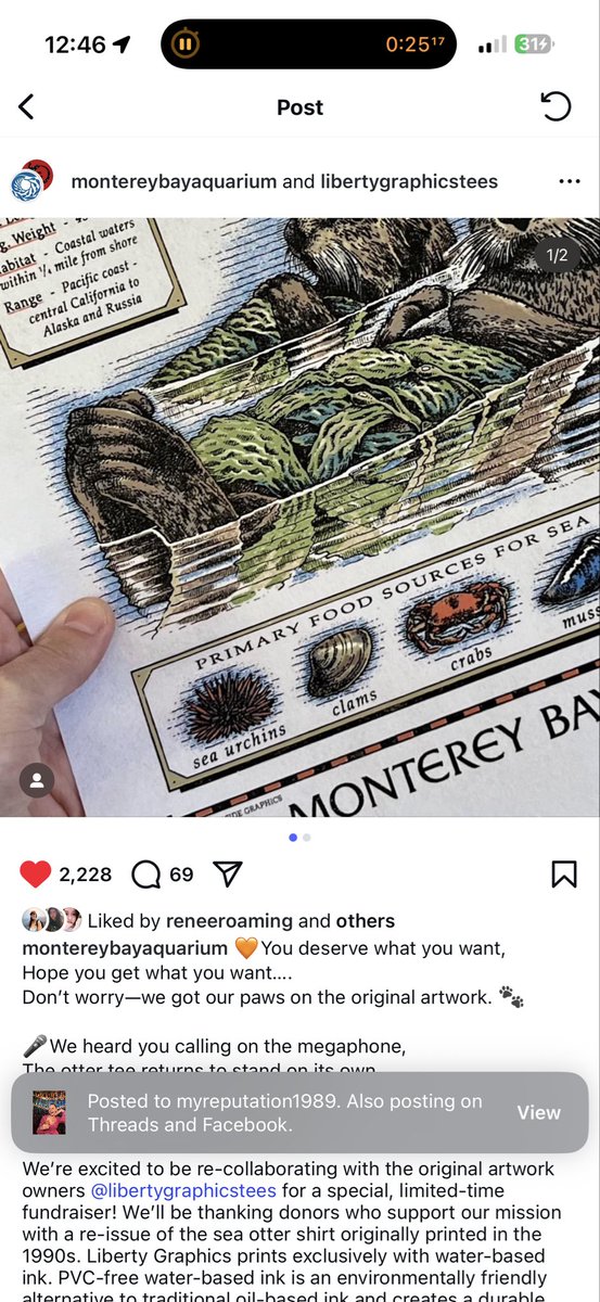 Molly1989vinyl's tweet image. I cannot stress this enough. A lot of people have been knocking off Taylor’s Monterey bay aquarium shirt. The @MontereyAq is bringing the shirt back as a FUNDRAISER to help all their cutie animals! So please support them 🥺 over the people always trying to profit off of Taylor.